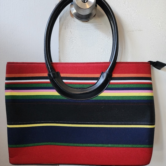 Vintage Kate Spade Striped Top Handle Bag - Picture 2 of 6